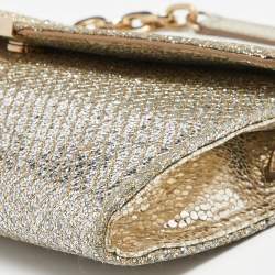 Pre Owned Jimmy Choo Gold Glitter Riane Clutch Bag