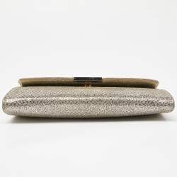 Pre Owned Jimmy Choo Gold Glitter Riane Clutch Bag