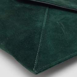 Pre Owned Jimmy Choo Dark Green Suede Rosseta Clutch