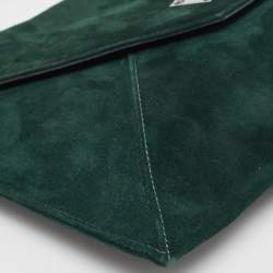 Pre Owned Jimmy Choo Dark Green Suede Rosseta Clutch