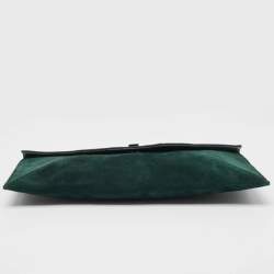 Pre Owned Jimmy Choo Dark Green Suede Rosseta Clutch