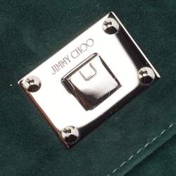 Pre Owned Jimmy Choo Dark Green Suede Rosseta Clutch