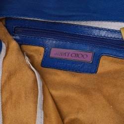 Pre Owned Jimmy Choo Blue Leather and Suede Mandah Expandable Bag