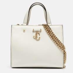 Jimmy Choo White Leather Varenne Tote 