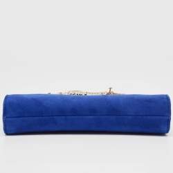 Jimmy Choo Blue Alcantara Fringe Bracelet Venus Chain Clutch 