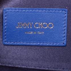 Jimmy Choo Blue Alcantara Fringe Bracelet Venus Chain Clutch 