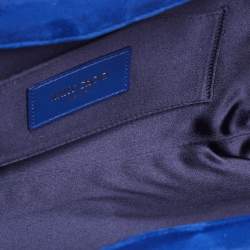 Jimmy Choo Blue Alcantara Fringe Bracelet Venus Chain Clutch 