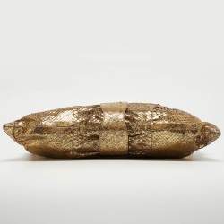 Pre Owned Jimmy Choo Gold Python Oversize Ramona Chain Clutch