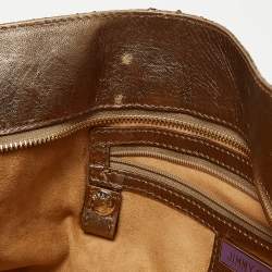 Pre Owned Jimmy Choo Gold Python Oversize Ramona Chain Clutch