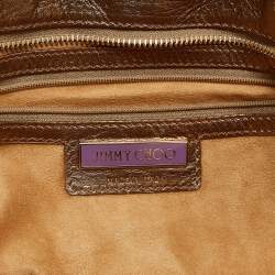 Pre Owned Jimmy Choo Gold Python Oversize Ramona Chain Clutch