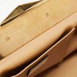 Pre Owned Jimmy Choo Off White Leather Diamond Clutch