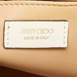 Pre Owned Jimmy Choo Off White Leather Diamond Clutch