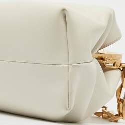 Pre Owned Jimmy Choo Off White Leather Diamond Clutch