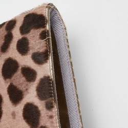 Pre Owned Jimmy Choo Neon/Brown Leopard Print Calfhair and Patent Leather Clutch