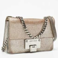 Pre Owned Jimmy Choo Metallic Grey Leather Rebel Crossbody Bag