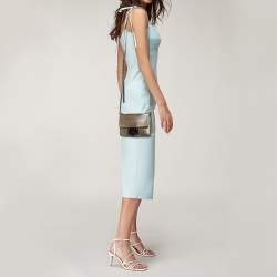 Pre Owned Jimmy Choo Metallic Grey Leather Rebel Crossbody Bag