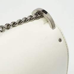 Pre Owned Jimmy Choo White Glazed Leather Lockett City Shoulder Bag