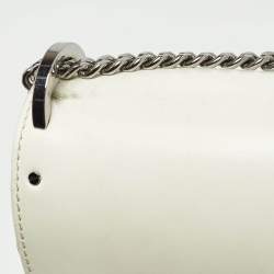 Pre Owned Jimmy Choo White Glazed Leather Lockett City Shoulder Bag