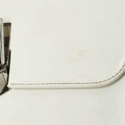 Pre Owned Jimmy Choo White Glazed Leather Lockett City Shoulder Bag