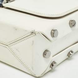 Pre Owned Jimmy Choo White Glazed Leather Lockett City Shoulder Bag