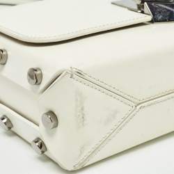 Pre Owned Jimmy Choo White Glazed Leather Lockett City Shoulder Bag