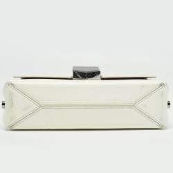 Pre Owned Jimmy Choo White Glazed Leather Lockett City Shoulder Bag