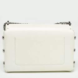Pre Owned Jimmy Choo White Glazed Leather Lockett City Shoulder Bag