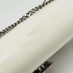 Pre Owned Jimmy Choo White Glazed Leather Lockett City Shoulder Bag