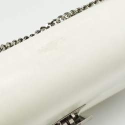 Pre Owned Jimmy Choo White Glazed Leather Lockett City Shoulder Bag