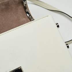 Pre Owned Jimmy Choo White Glazed Leather Lockett City Shoulder Bag