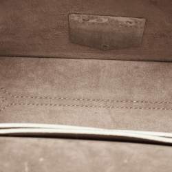 Pre Owned Jimmy Choo White Glazed Leather Lockett City Shoulder Bag