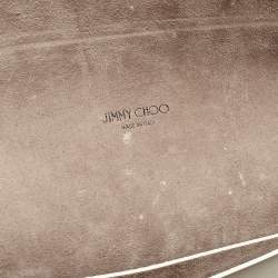 Pre Owned Jimmy Choo White Glazed Leather Lockett City Shoulder Bag