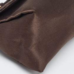 Pre Owned Jimmy Choo Brown Satin Crystal Embellished Pochette Bag