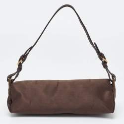 Pre Owned Jimmy Choo Brown Satin Crystal Embellished Pochette Bag