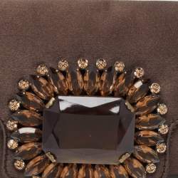 Pre Owned Jimmy Choo Brown Satin Crystal Embellished Pochette Bag