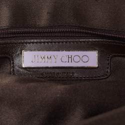Pre Owned Jimmy Choo Brown Satin Crystal Embellished Pochette Bag