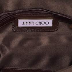Pre Owned Jimmy Choo Brown Satin Crystal Embellished Pochette Bag