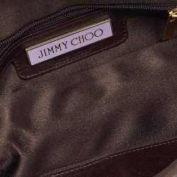 Pre Owned Jimmy Choo Brown Satin Crystal Embellished Pochette Bag