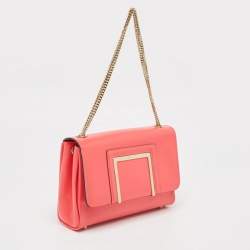 Pre Owned Jimmy Choo Dark Pink Glazed Leather Alba Shoulder Bag