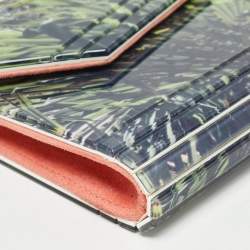 Pre Owned Jimmy Choo Multicolor Palm Print Acrylic and Suede Candy Chain Clutch