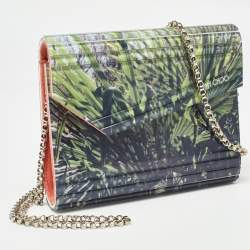 Pre Owned Jimmy Choo Multicolor Palm Print Acrylic and Suede Candy Chain Clutch