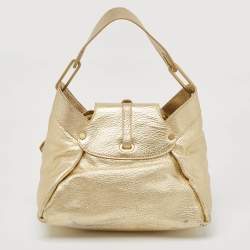 Jimmy Choo Gold Leather Tulita Shoulder Bag