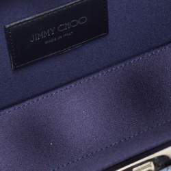 Pre Owned Jimmy Choo Blue Glitter Celeste Chain Clutch