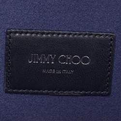 Pre Owned Jimmy Choo Blue Glitter Celeste Chain Clutch