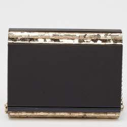 Jimmy Choo Black/Gold Acrylic Glitter Candy Clutch Bag