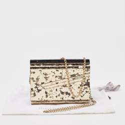 Jimmy Choo Black/Gold Acrylic Glitter Candy Clutch Bag