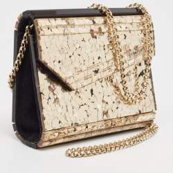 Jimmy Choo Black/Gold Acrylic Glitter Candy Clutch Bag