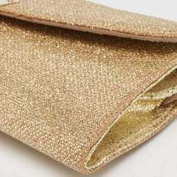 Pre Owned Jimmy Choo Gold Lamé Glitter Riane Chain Clutch