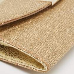 Pre Owned Jimmy Choo Gold Lamé Glitter Riane Chain Clutch