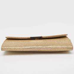 Pre Owned Jimmy Choo Gold Lamé Glitter Riane Chain Clutch